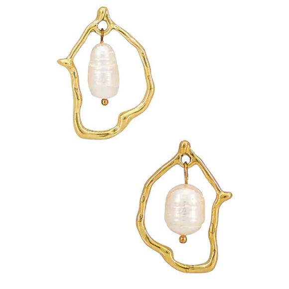 NWOT Amber Sceats 18k Gold-Plated/Freshwater Pearl Dangle Earrings. Revolve - Picture 1 of 4